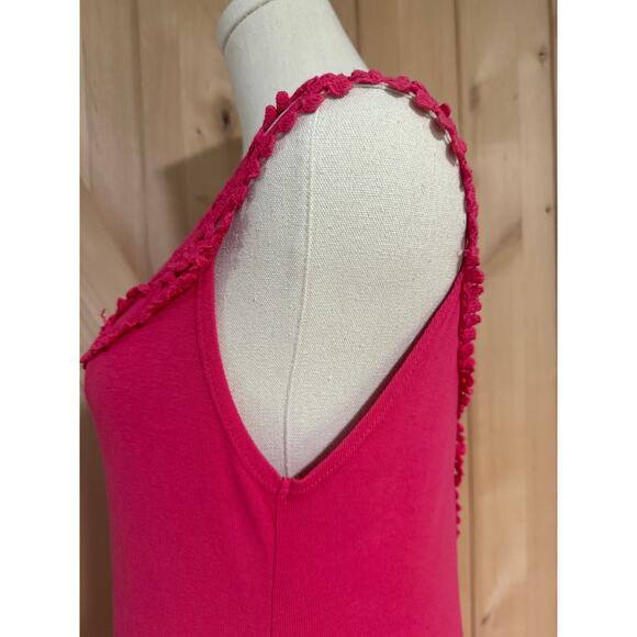 Barbara Lesser | Crochet Top Pink Cotton Sundress | Size Medium - Picture 8 of 12